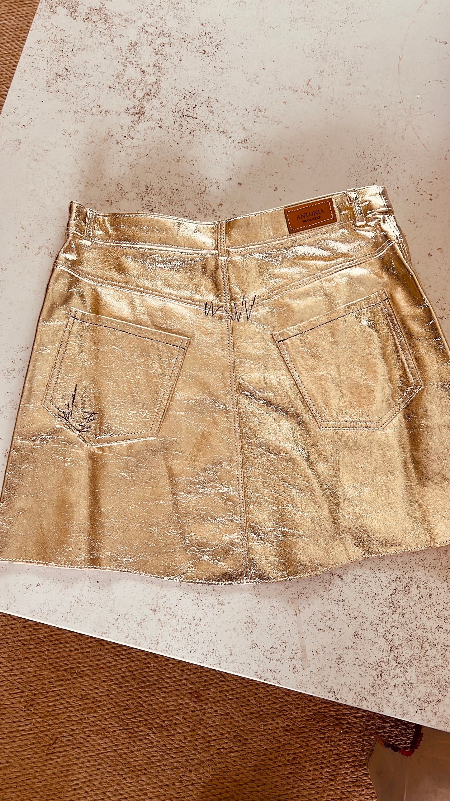 Mini Leather Skirt Gold