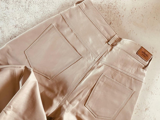Slouchy Leather Pant - Nude