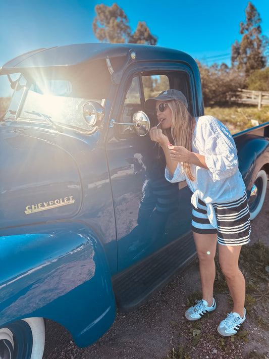 Tejido short - Blue & white