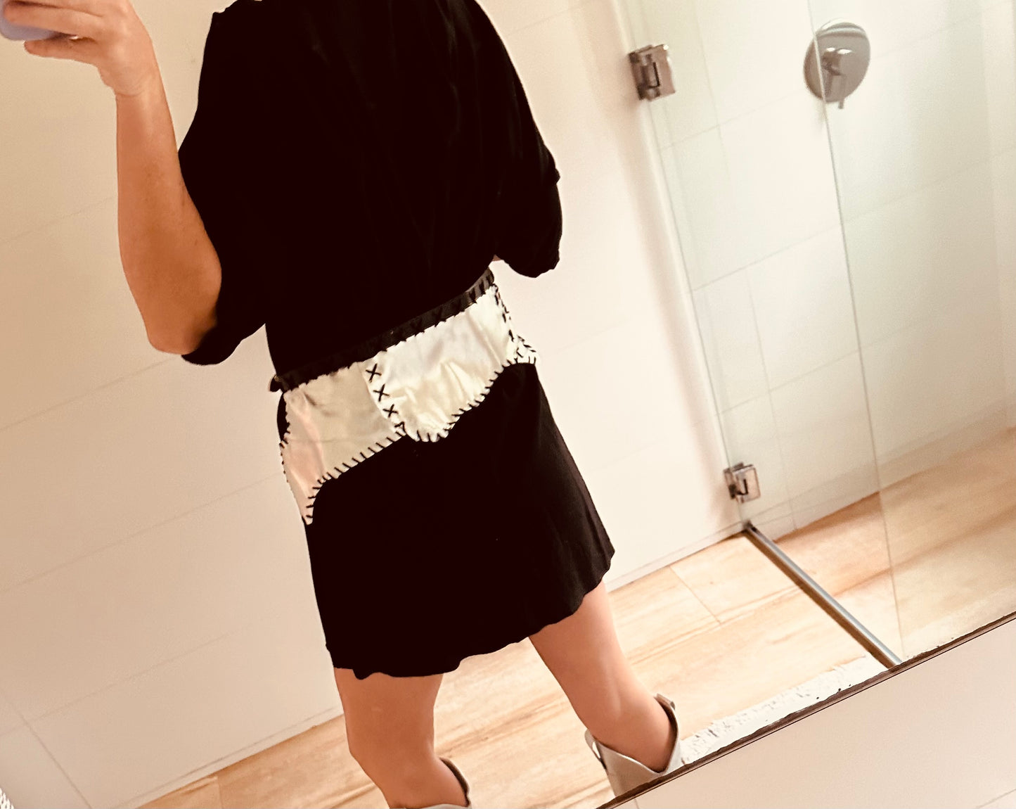 Leather Skirt Belt Silver