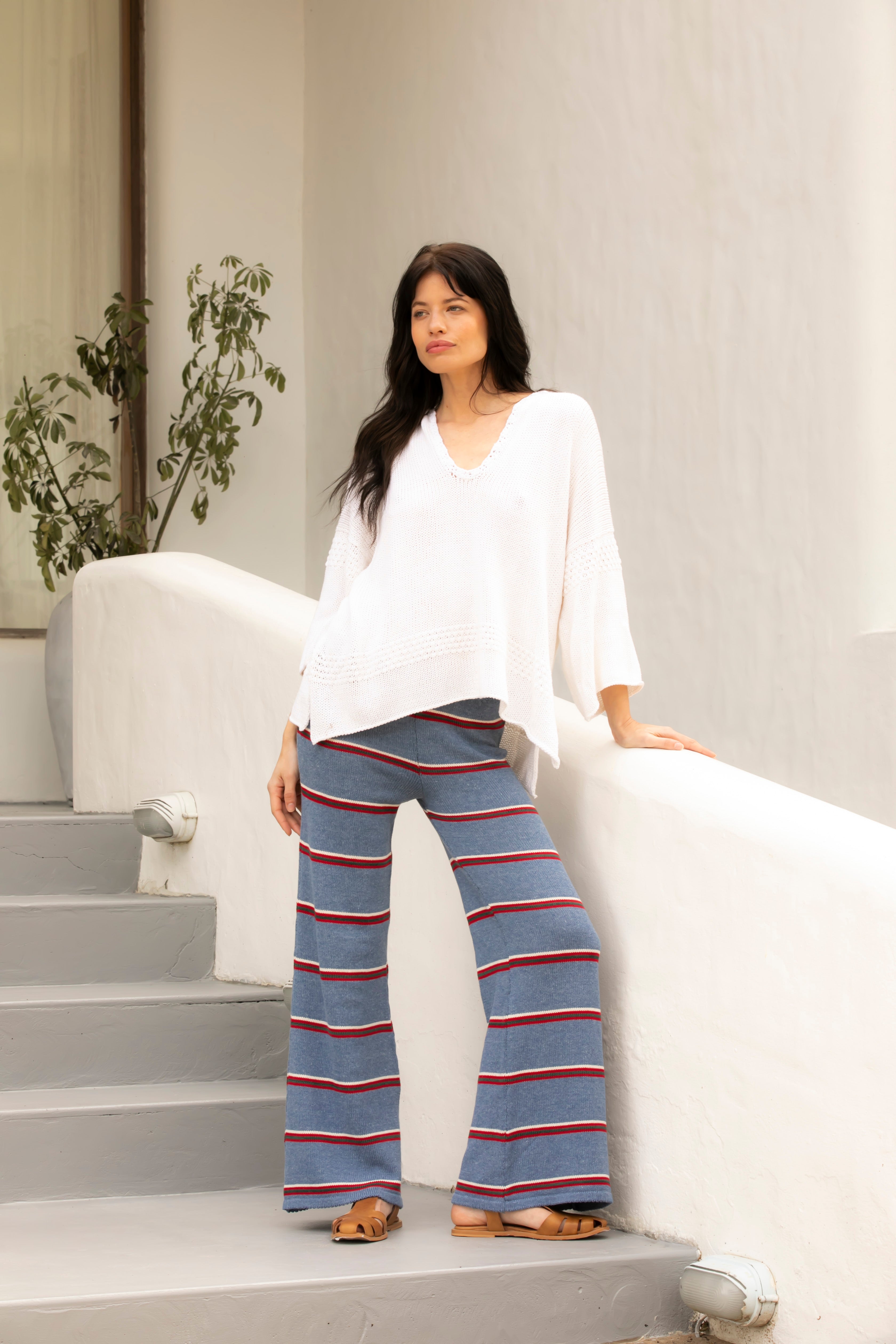 Pantalon Stripe Tejido azul talle unico