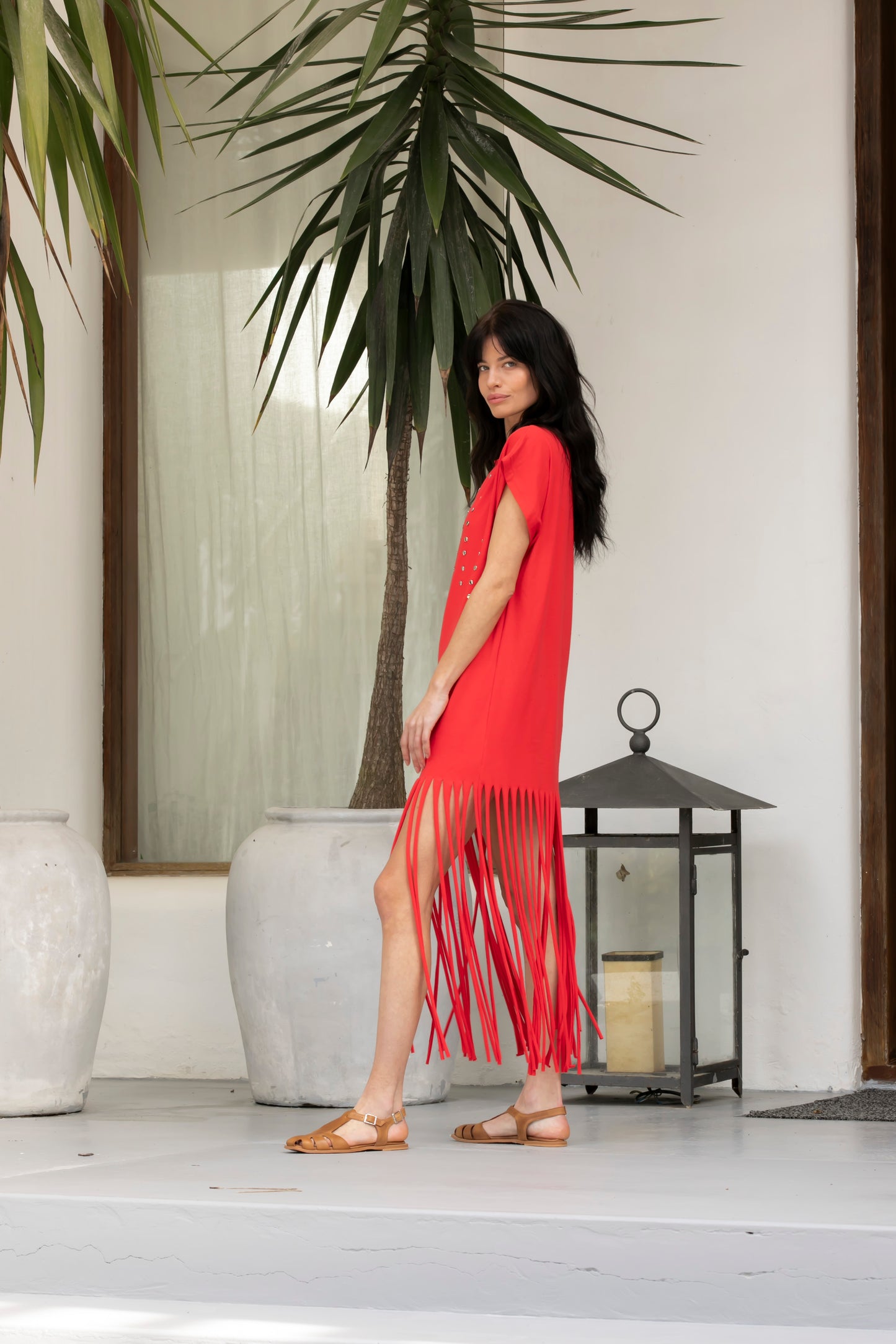 Mango cotton dress - Rojo