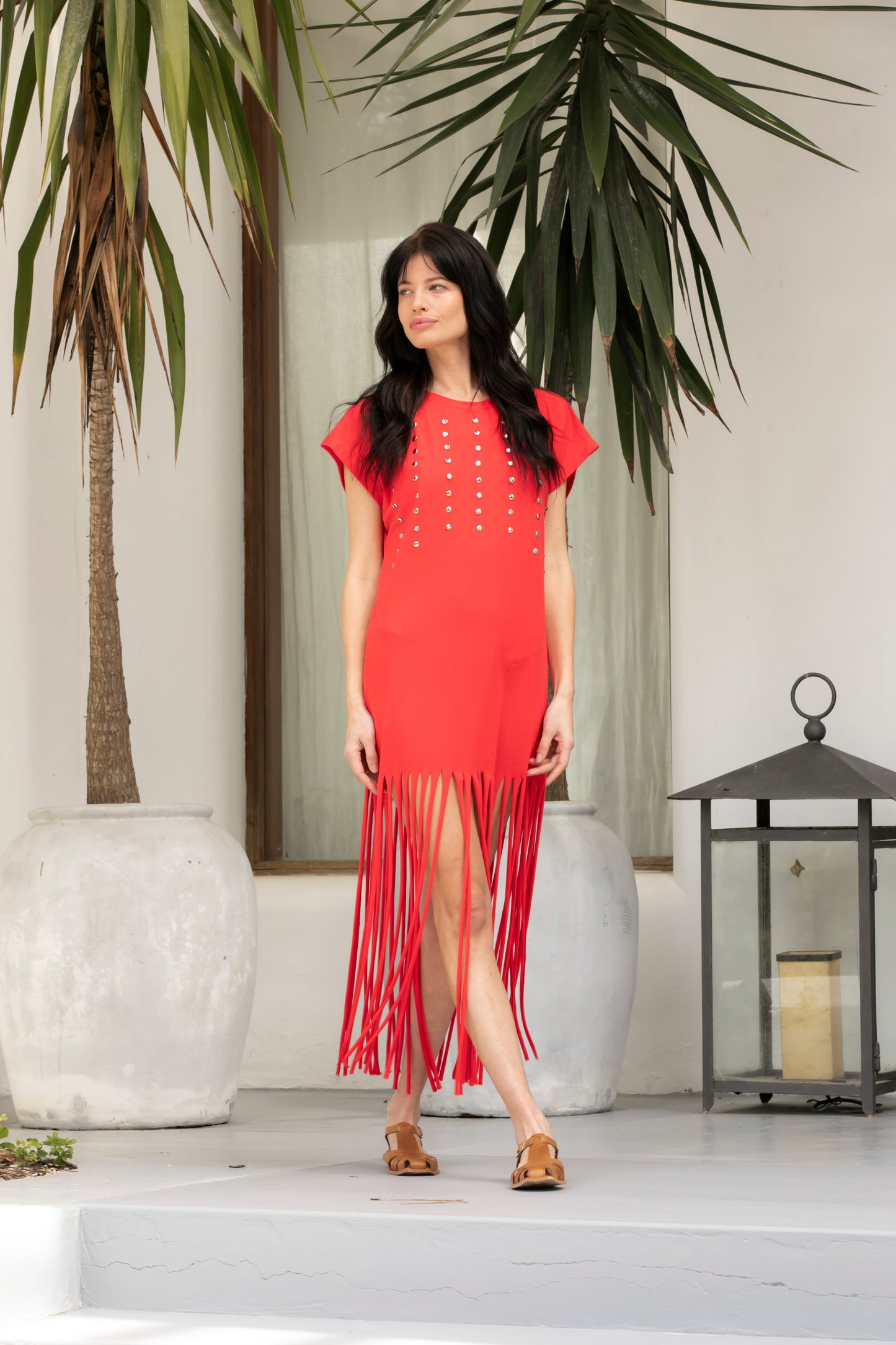 Mango cotton dress - Rojo