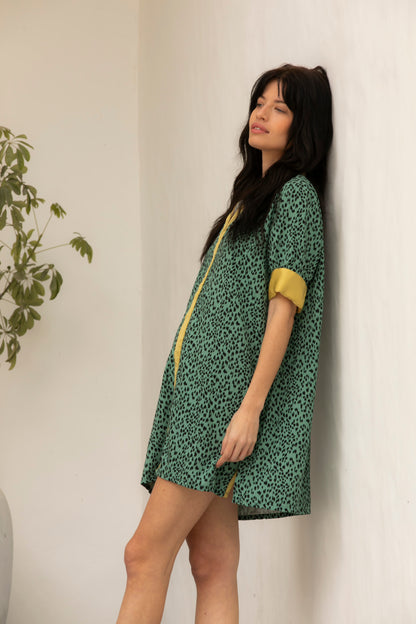 Vestido Mona  Animal print verde