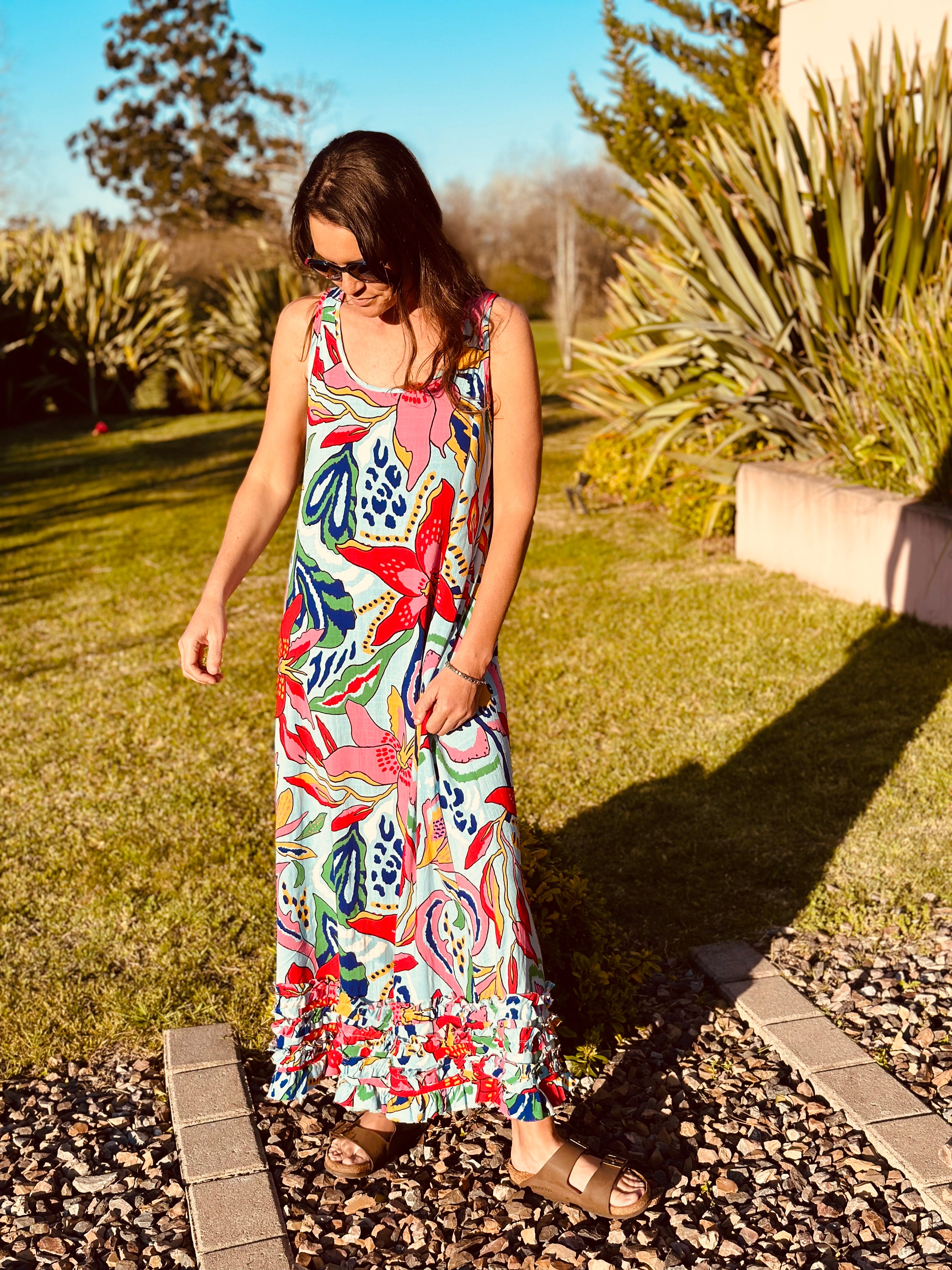 Vestido tropical rojo s/m