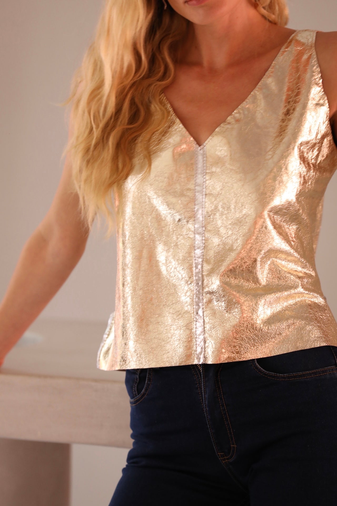 Leather top Gold
