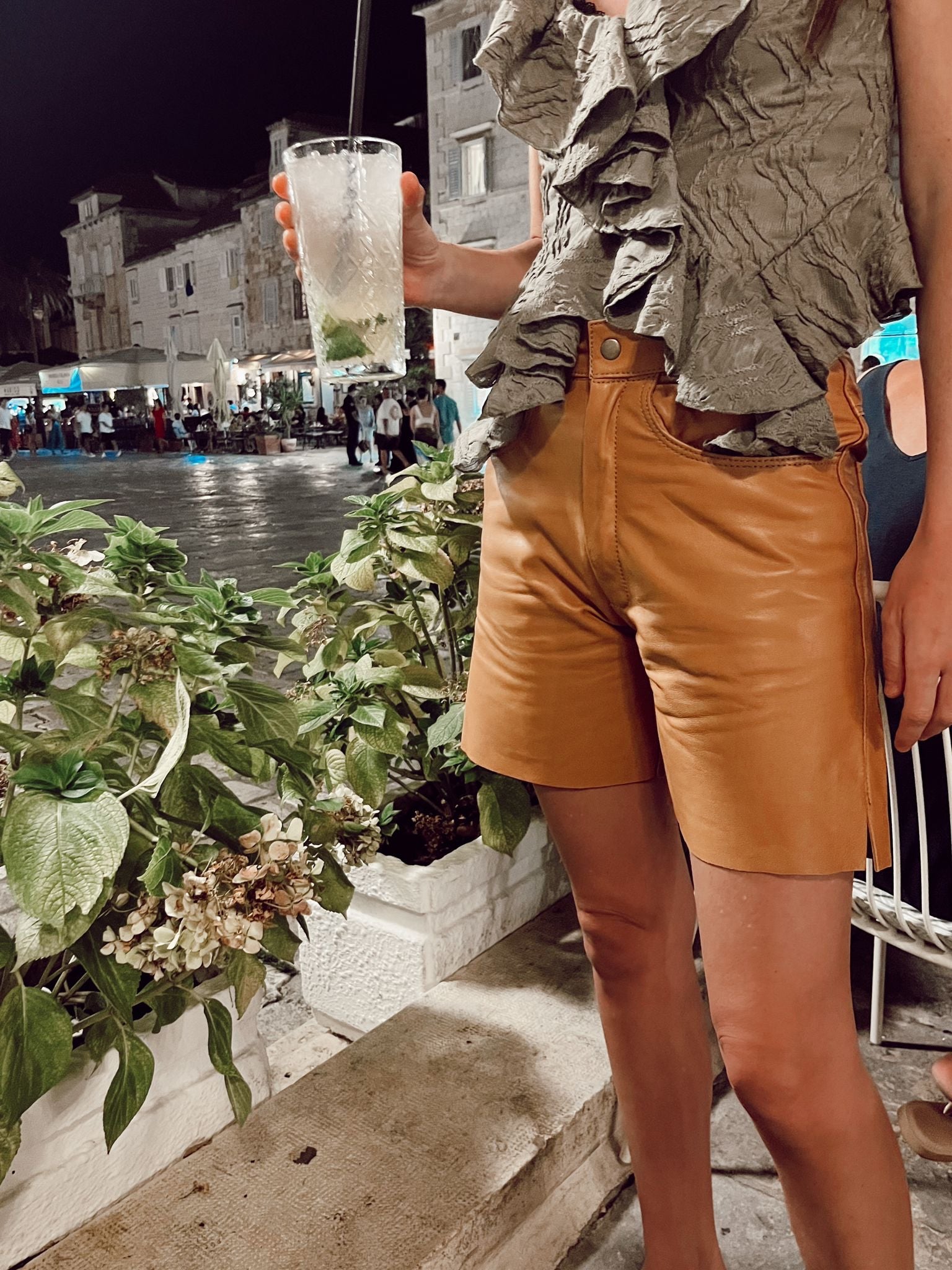 Leather CAMEL Bermuda Shorts camel s