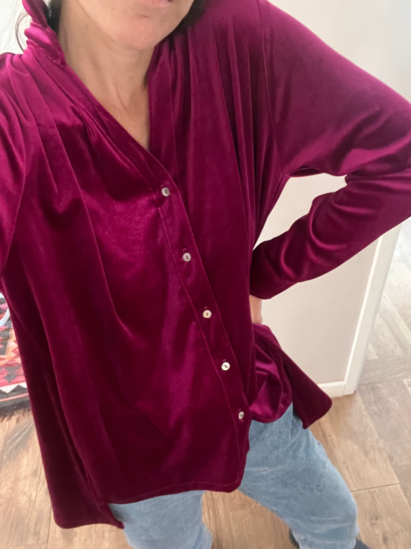 Velvet MAXI  shirt - Magenta