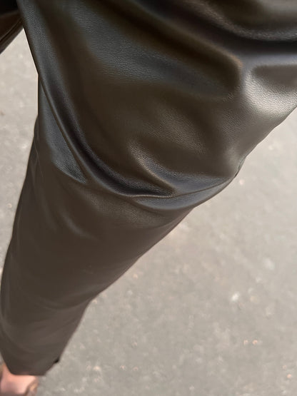 New - Slouchy Leather pant Chocolate