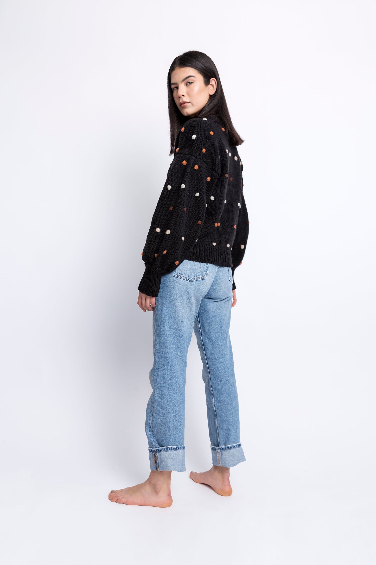 Pom Pom Cardigan - Negro