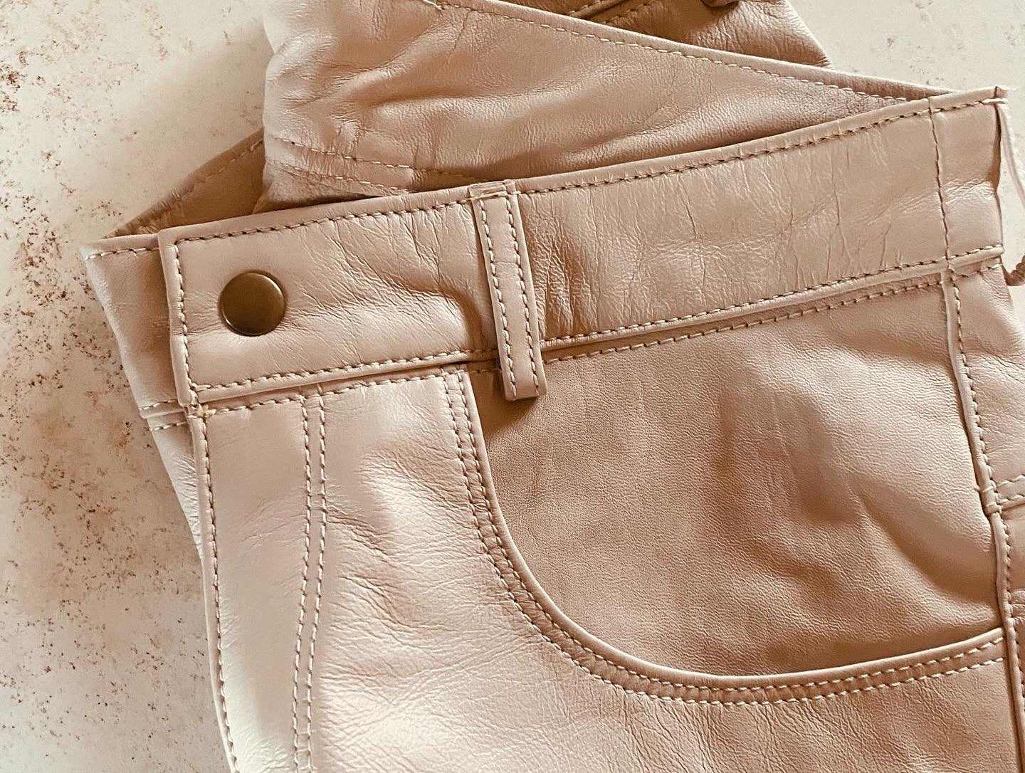 Slouchy Leather Pant - Nude