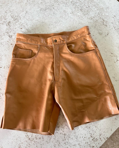 Leather CAMEL Bermuda Shorts