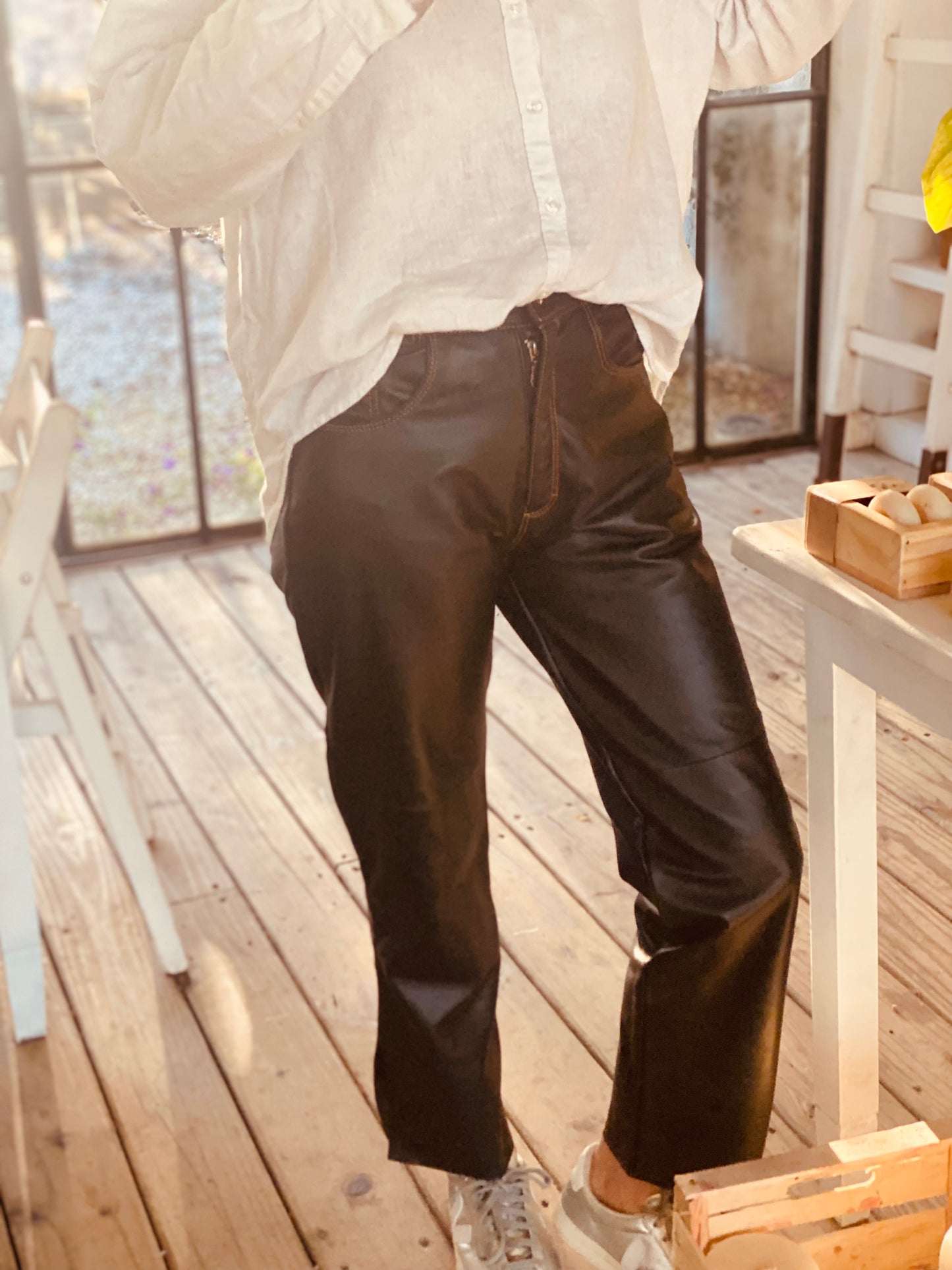 Slouchy Leather Pant - Black